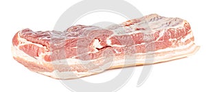 Fresh pork belly with a thin layer of bacon isolated on white background