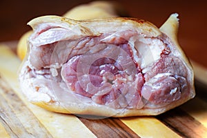 Fresh pork leg in the cut, meat knuckle