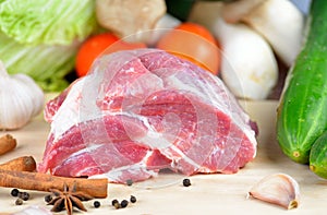 Fresh pork meat on cutting board