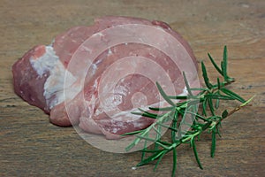 Fresh pork with rosemary leaf