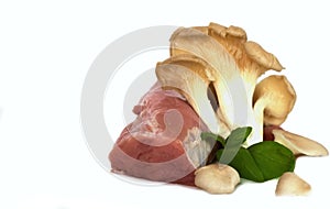 Fresh pork tenderloin with oyster mushrooms
