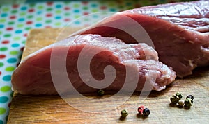 Fresh porky sirloin with pepper photo