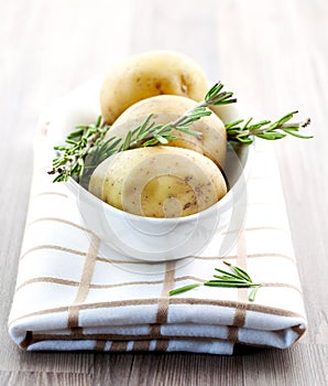 Fresh potato and fresh rosemary