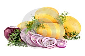 Fresh potatoes with onion