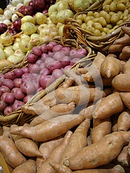 Fresh Potatoes and Onions
