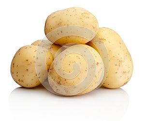 Fresh potatoes on white background