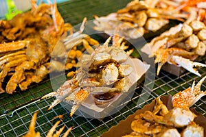 Thai fried crab on market
