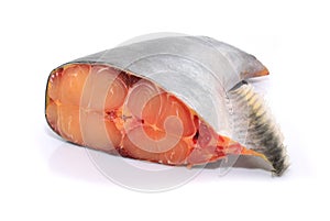 Fresh prepared pangasius fish fillet on white background