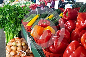 Fresh Produce Displayed at Farmer`s Market
