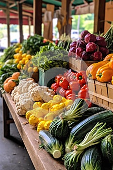 fresh produce at a farmers market stand