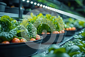 Fresh produce in high-tech farming facility
