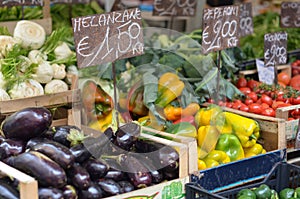 Fresh produce at an Italian farmer`s market