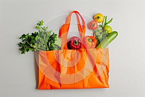 Fresh Produce in an Orange Shopping Bag