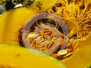 fresh pumpkin close up slice