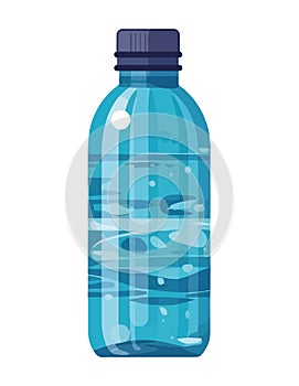 Fresh purified water in blue plastic bottle