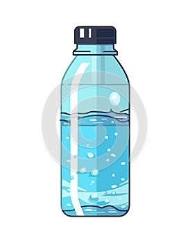 Fresh purified water in transparent plastic bottle