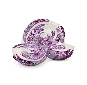 Fresh purple cabbage isolated on white background