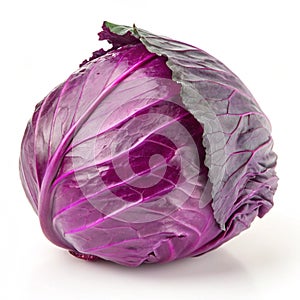 Fresh purple cabbage isolated on white background photo