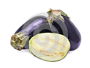 Fresh purple eggplant isoalted on white background