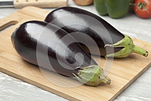 Fresh purple eggplants