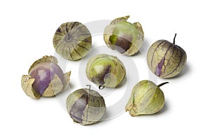 Fresh purple and green tomatillos
