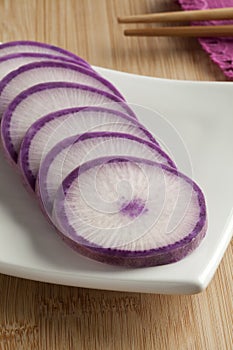 Fresh purple Japanese daikon radish