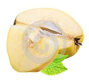 Fresh quince isolated on white background with shadow. Clipping path