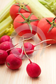 Fresh raddish and vegetables photo