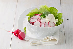 Fresh radish salad in a bowl