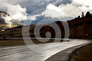 Fresh rain on higwhay 17, Colorado/New Mexico border near Chama, New Mexico