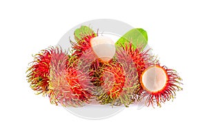 Fresh rambutan on white background