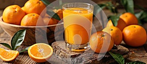 Fresh Rangpur Orange Juice With Bowl of Oranges