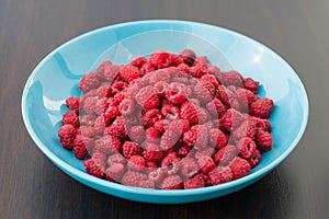 Fresh raspberries in a plate