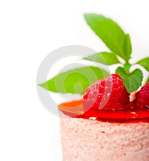 Fresh raspberry cake mousse dessert