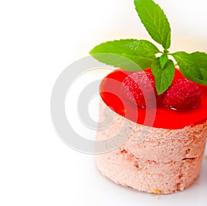 Fresh raspberry cake mousse dessert