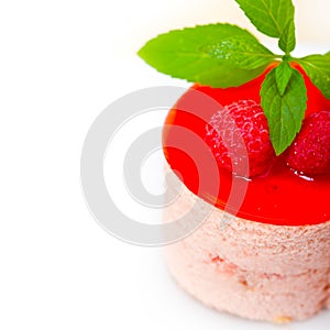 Fresh raspberry cake mousse dessert