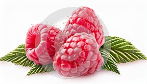 Fresh Raspberry, clipping path isolate on White background