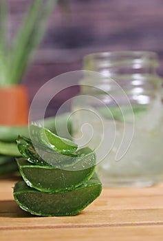 Fresh Raw Aloe Vera on Table After Harvest