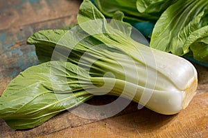 Fresh raw baby Bok choy or pak choi Chinese cabbage