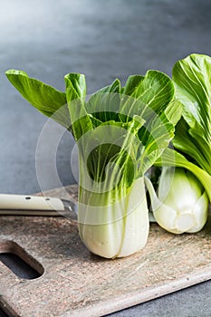 Fresh raw baby Bok choy or pak choi Chinese cabbage