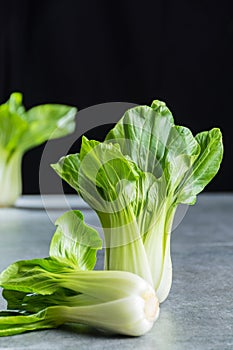 Fresh raw baby Bok choy or pak choi Chinese cabbage