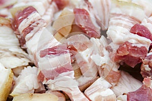 Fresh raw bacon belly slice pork meat pig cold food background