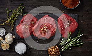 Fresh raw beaf steak meat