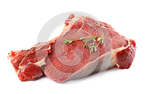 Fresh raw beef cut with thyme isolated