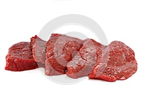 Fresh raw beef isolated on white background