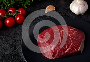 Fresh raw beef steak raw meat with vegitables