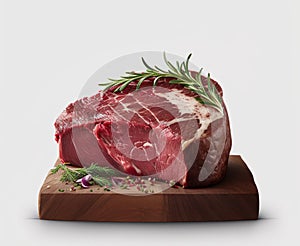 Fresh raw beef steaks on cutting board