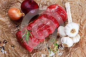 Fresh Raw beef tenderloin steak meat ready to cook