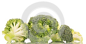 Fresh raw broccoli isolated on white.