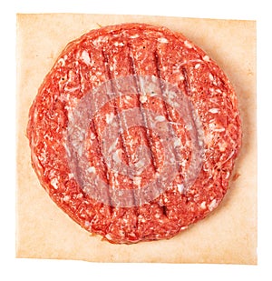 Fresh raw burger meat on white background